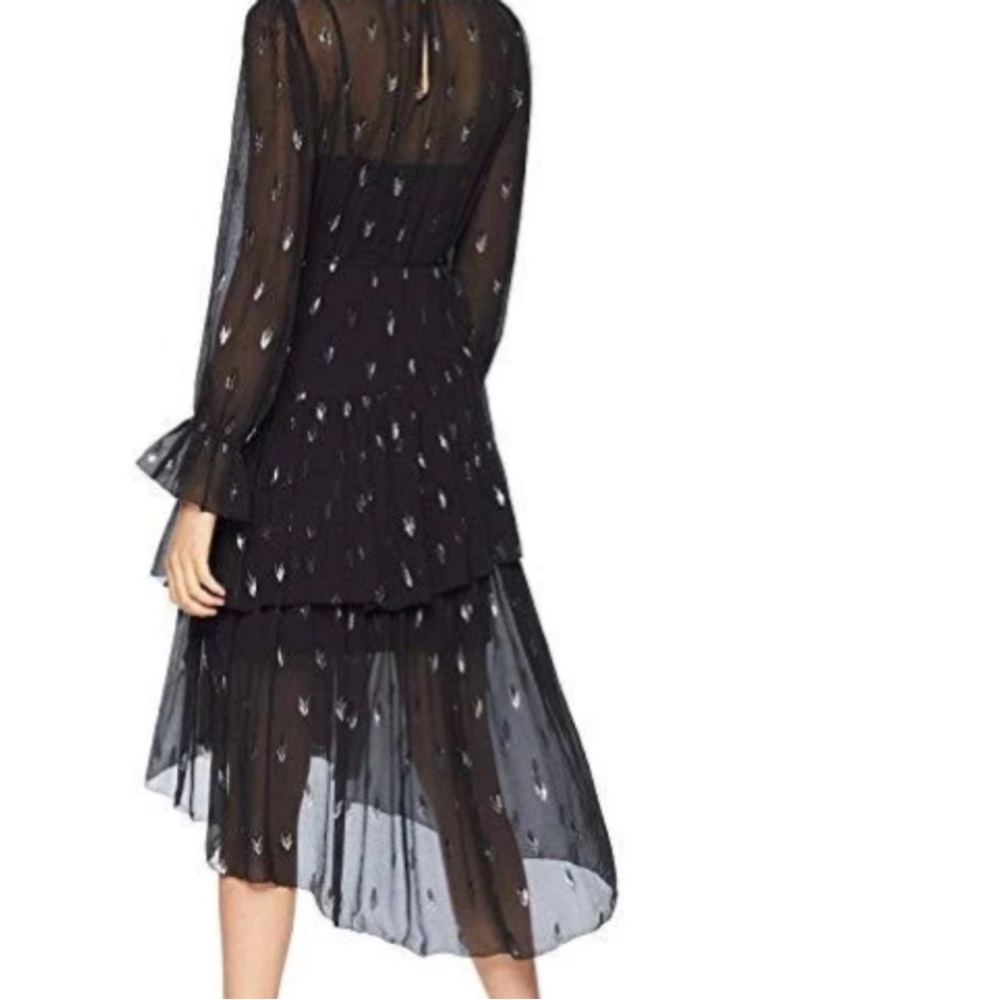 1192. Elegant Black Sheer Long Sleeve Dress - Picture 3 of 8